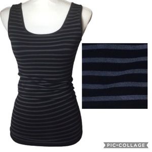 Skinny Tees Charcoal/Black Tonal Stripe Tank Top